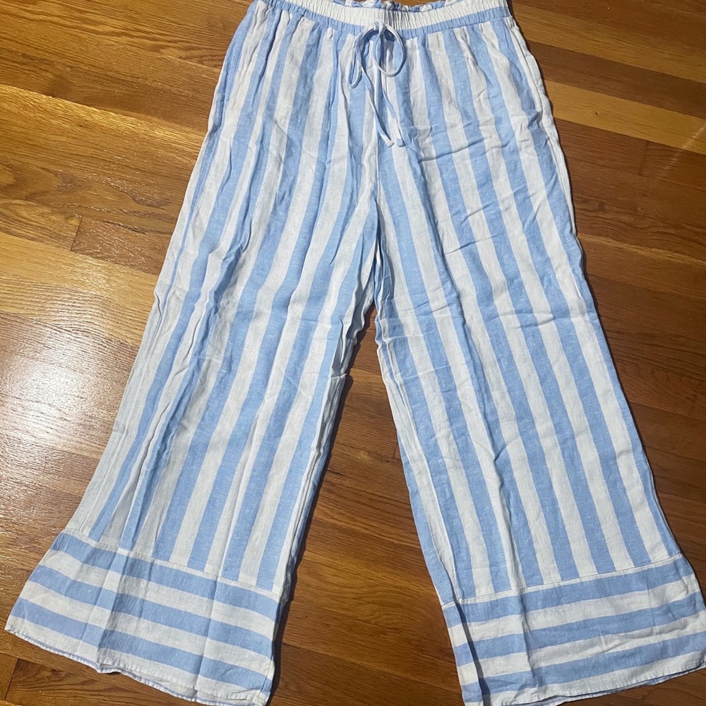 Striped Blue and White Lightweight Pants